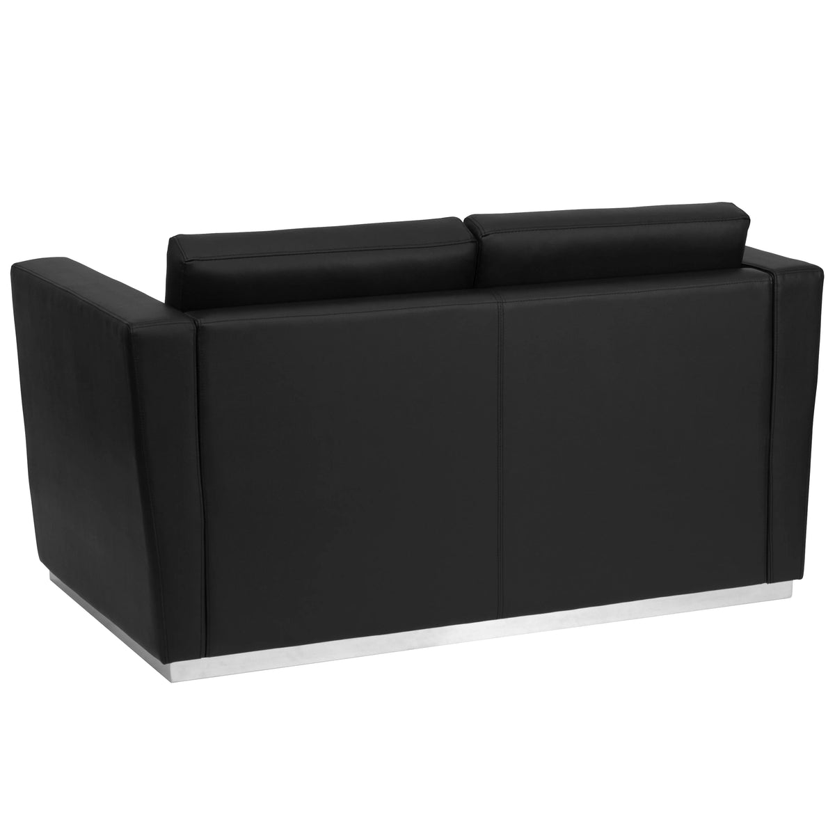 Black LeatherSoft Loveseat with Stainless Steel Base M55615