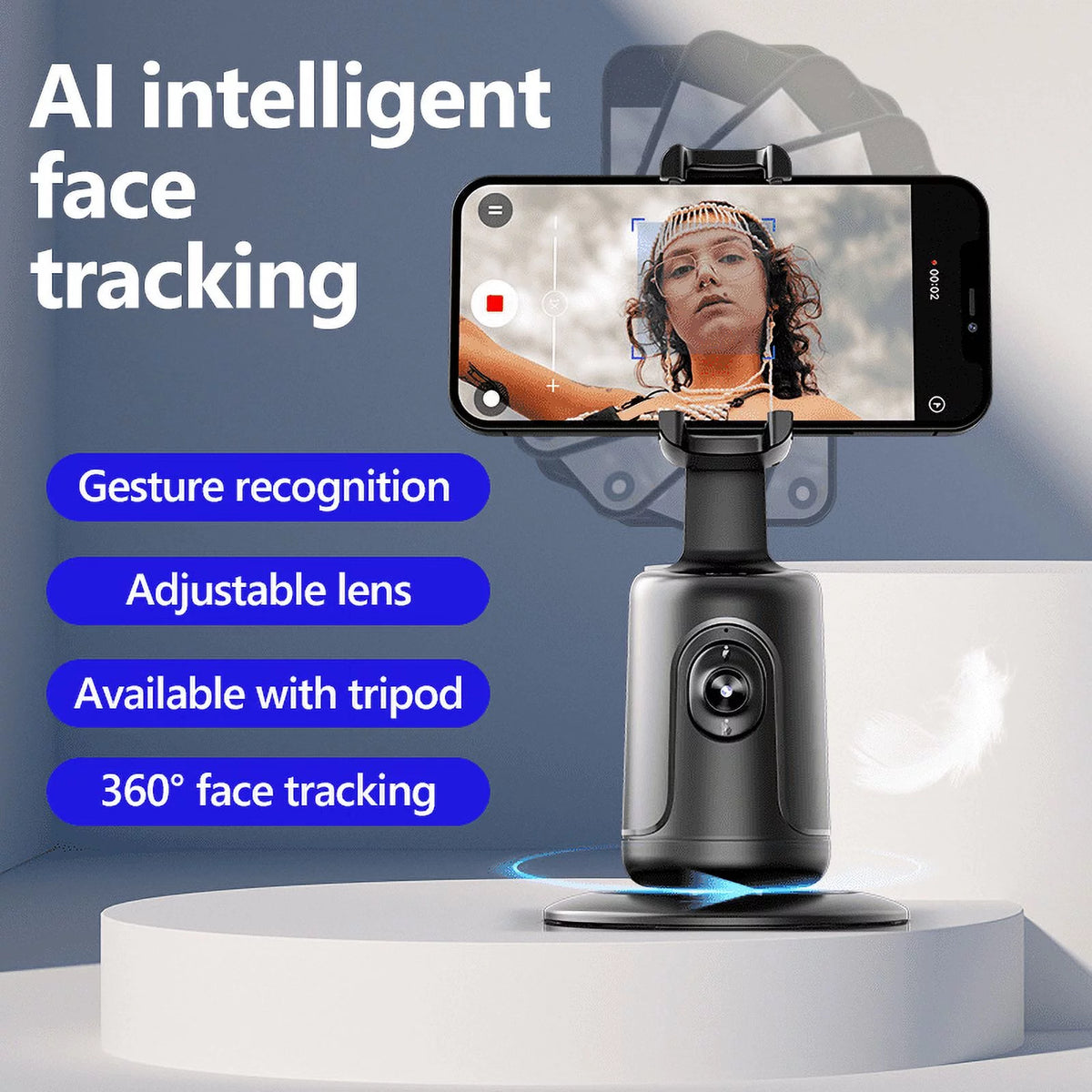Auto Face Tracking Tripod 360° Rotation Phone Holder White J294102