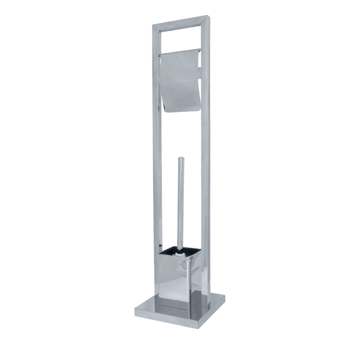 Polished Chrome Pedestal Toilet Paper Holder with Toilet Brush Holder N9881