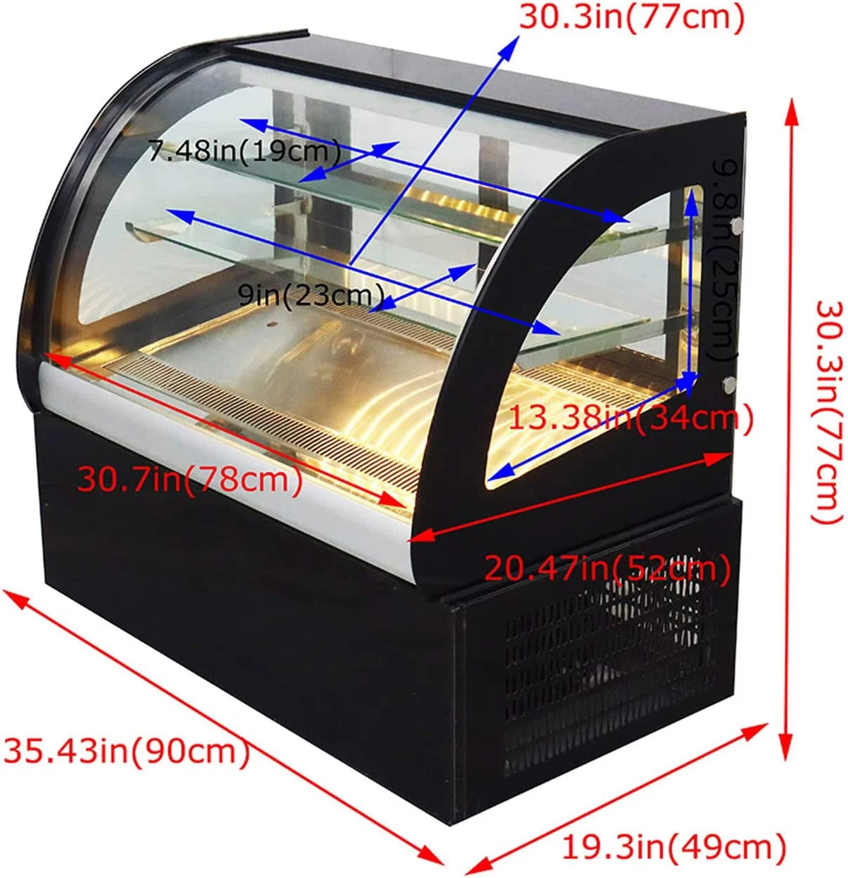 36" Commercial Refrigerated Cake Display Cabinet 220V T528