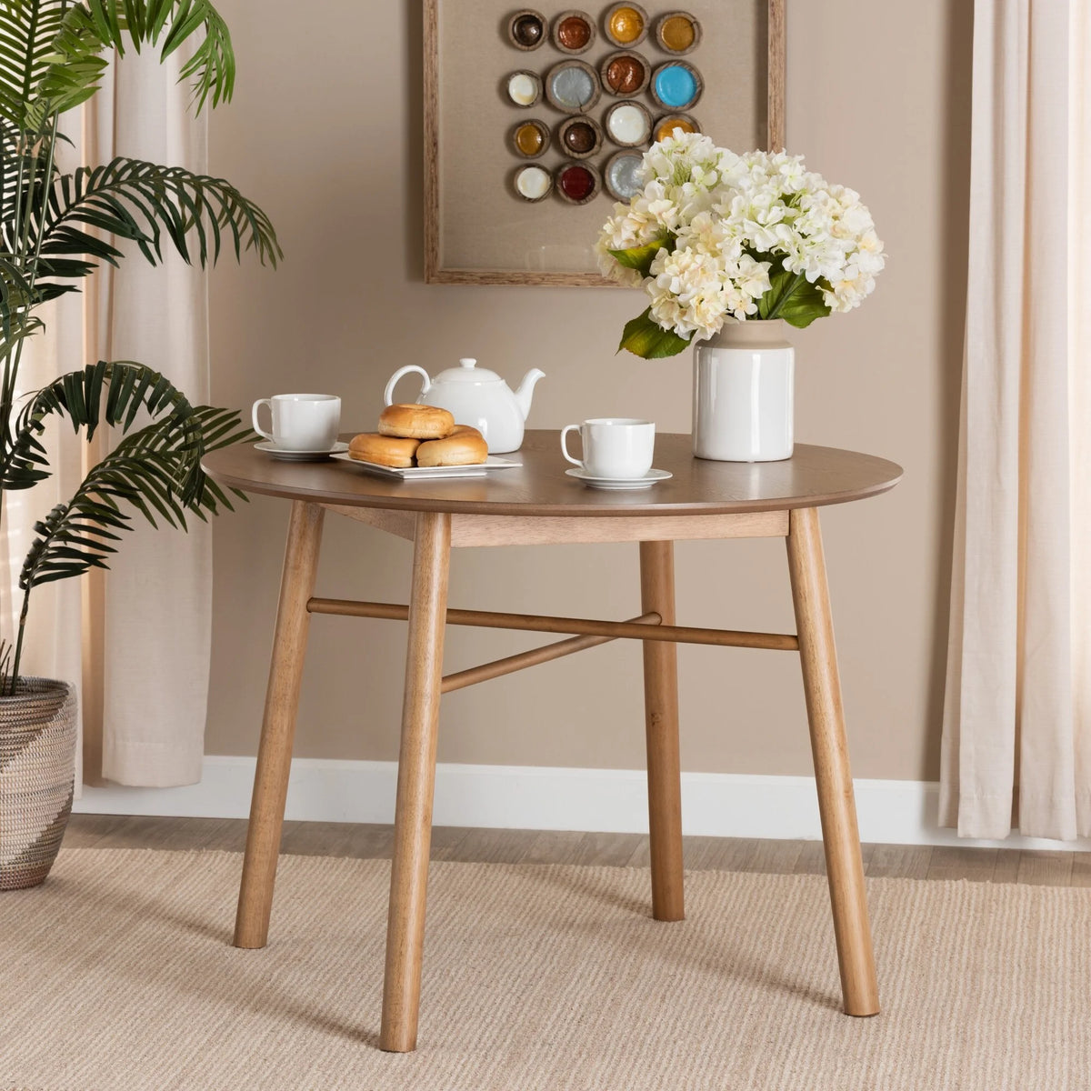 Oak Brown Rubberwood Dining Table O635