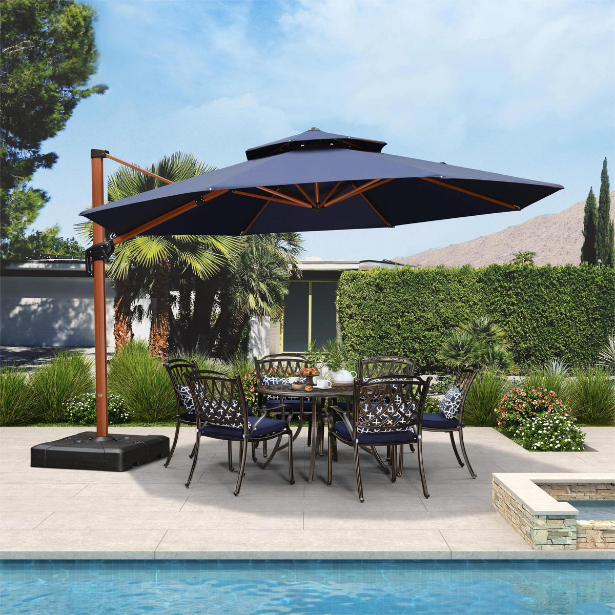 13ft Navy Blue Cantilever Patio Umbrella F82701