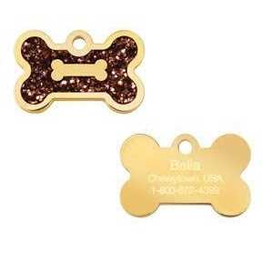 Small Bone Shape Pet ID Tag with Gold Detail X307801