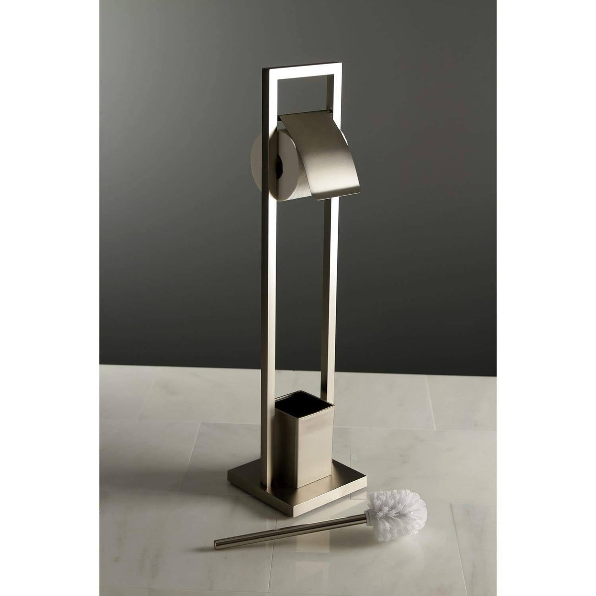 Polished Chrome Pedestal Toilet Paper Holder with Toilet Brush Holder N9881