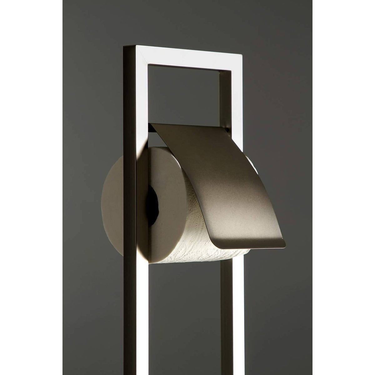 Polished Chrome Pedestal Toilet Paper Holder with Toilet Brush Holder N9881