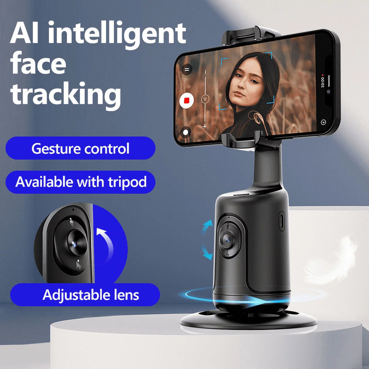 Auto Face Tracking Tripod 360° Rotation Phone Holder White J294102