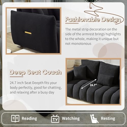 81" Beige Teddy Boucle 3-Seater Sofa W662102