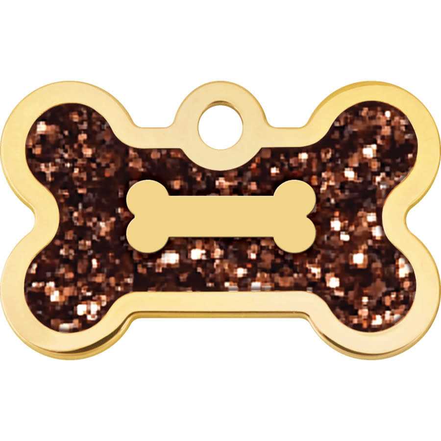 Small Bone Shape Pet ID Tag with Gold Detail X307801