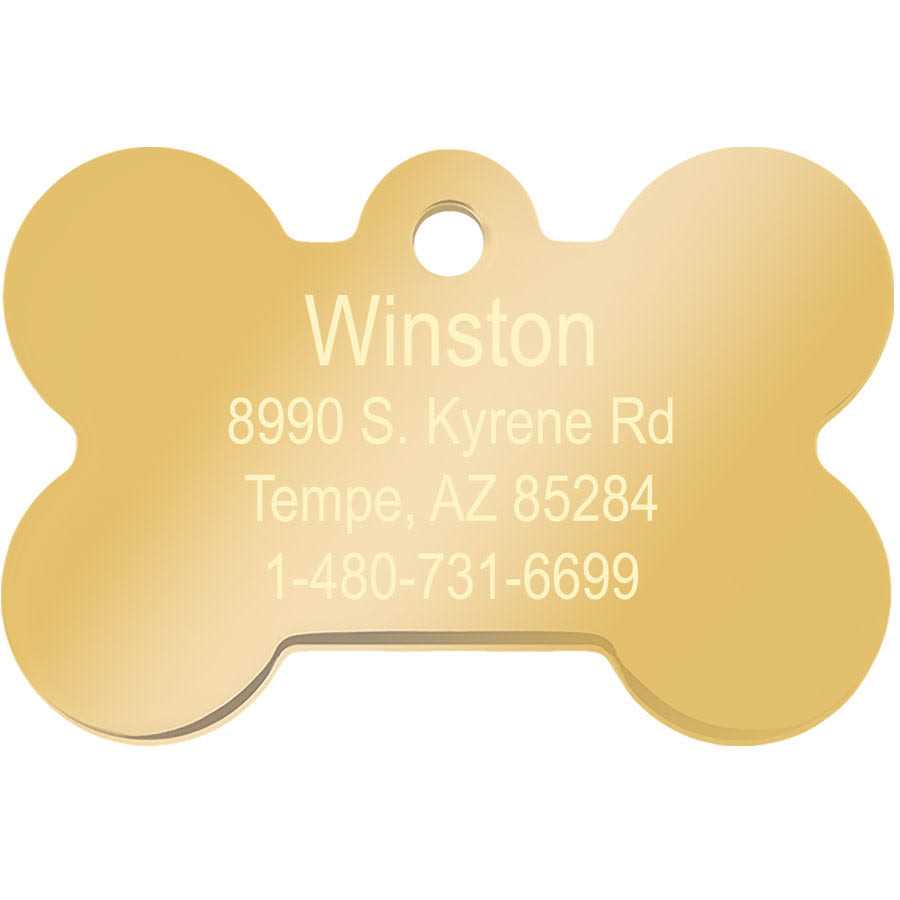 Small Bone Shape Pet ID Tag with Gold Detail X307801