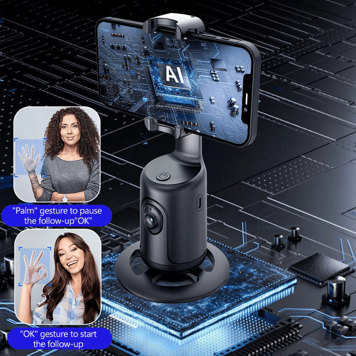 Auto Face Tracking Tripod 360° Rotation Phone Holder White J294102
