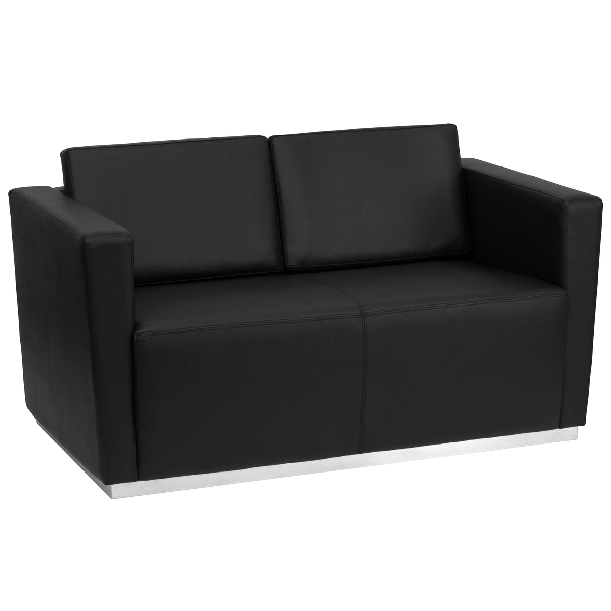 Black LeatherSoft Loveseat with Stainless Steel Base M55615