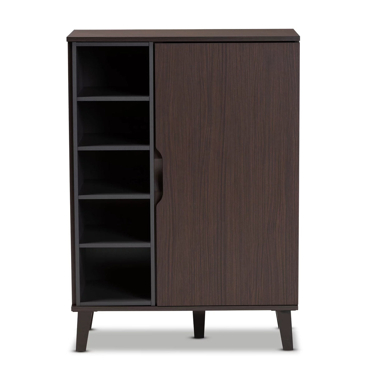 Dark Brown and Grey Wood 1-Door Shoe Cabinet A785739