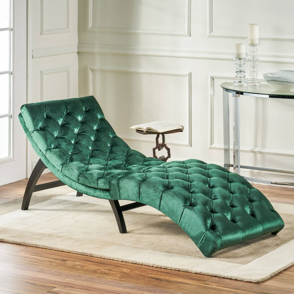 Garnet Brown Tufted Velvet Chaise Lounge G74760