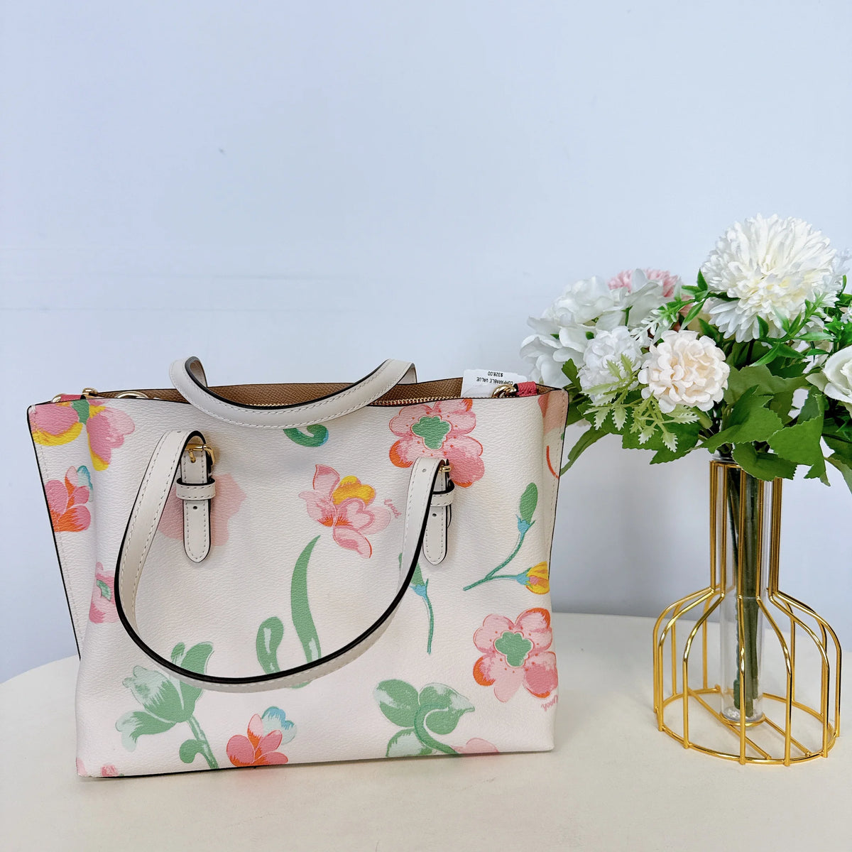 Chalk Multi Floral Print Tote Z2443