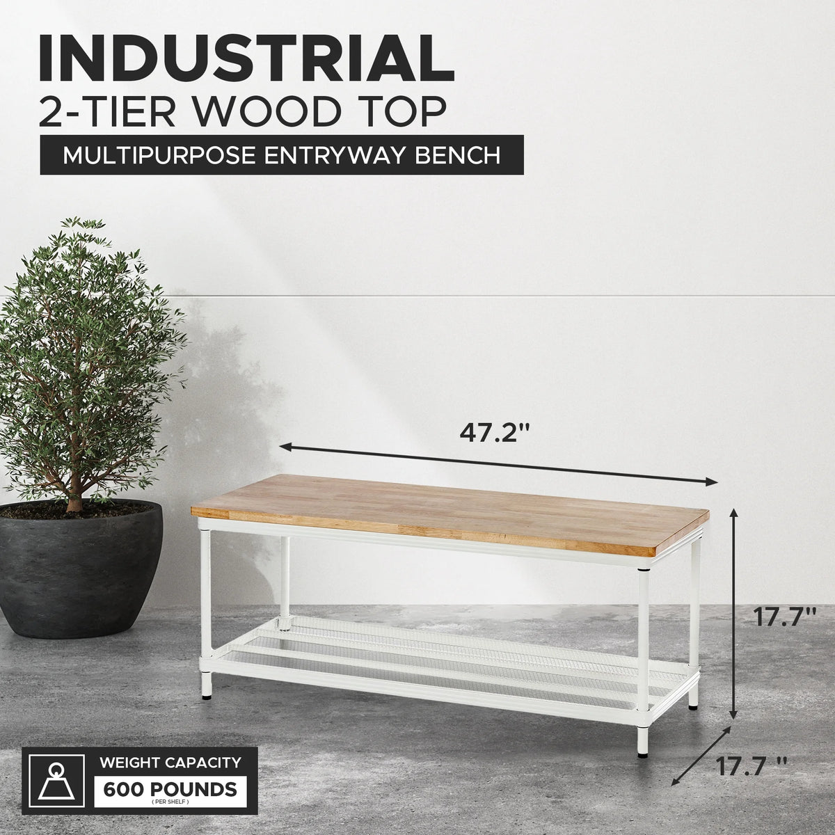 2-Tier White Metal Storage Shelving Unit P4587