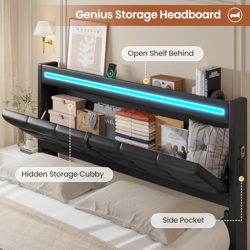 Queen Bed Frame with Storage Headboard & 4 Drawers H275023
