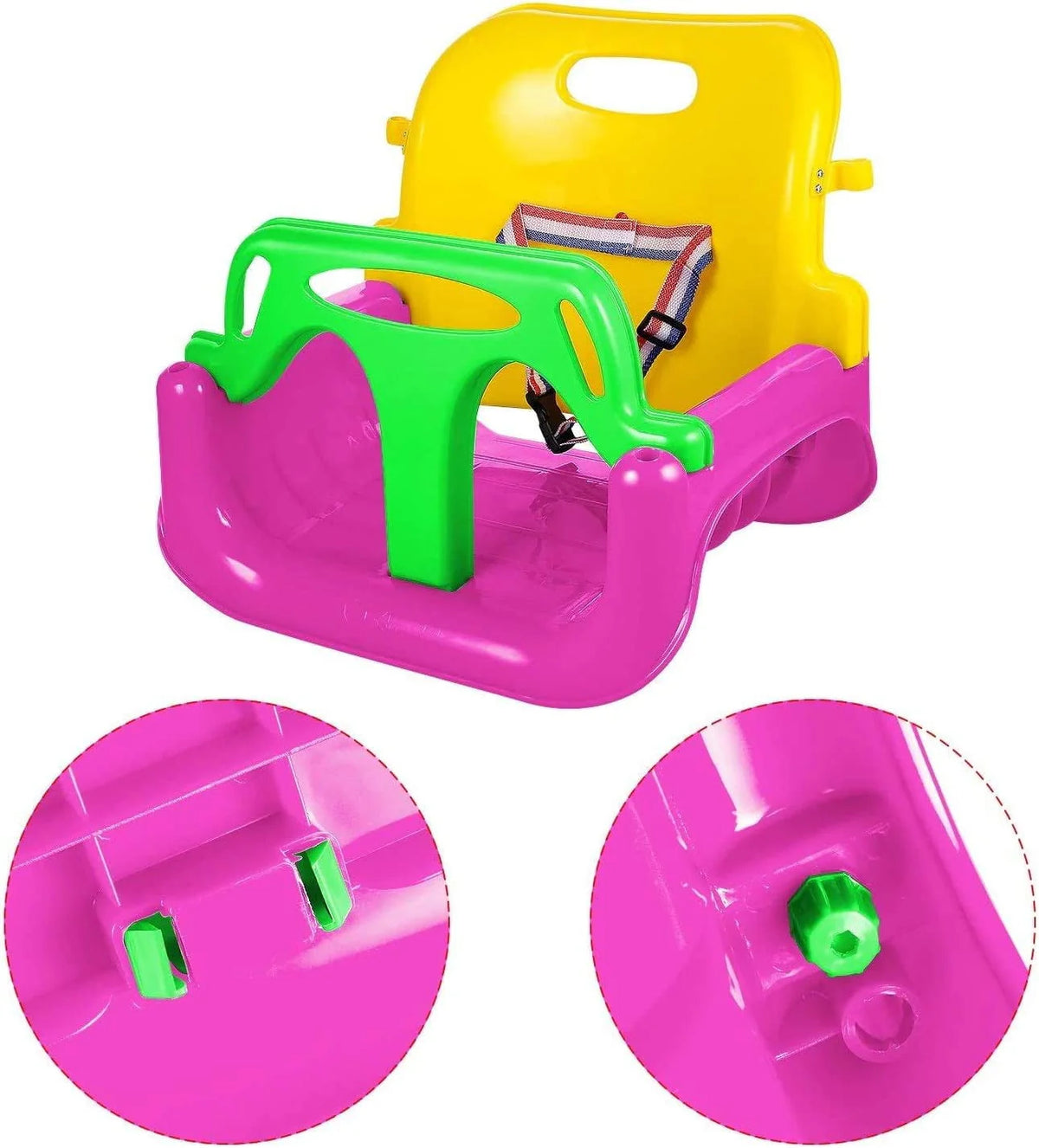 3-in-1 Kids Swing Seat with High Back and T-Bar Light Green R10036