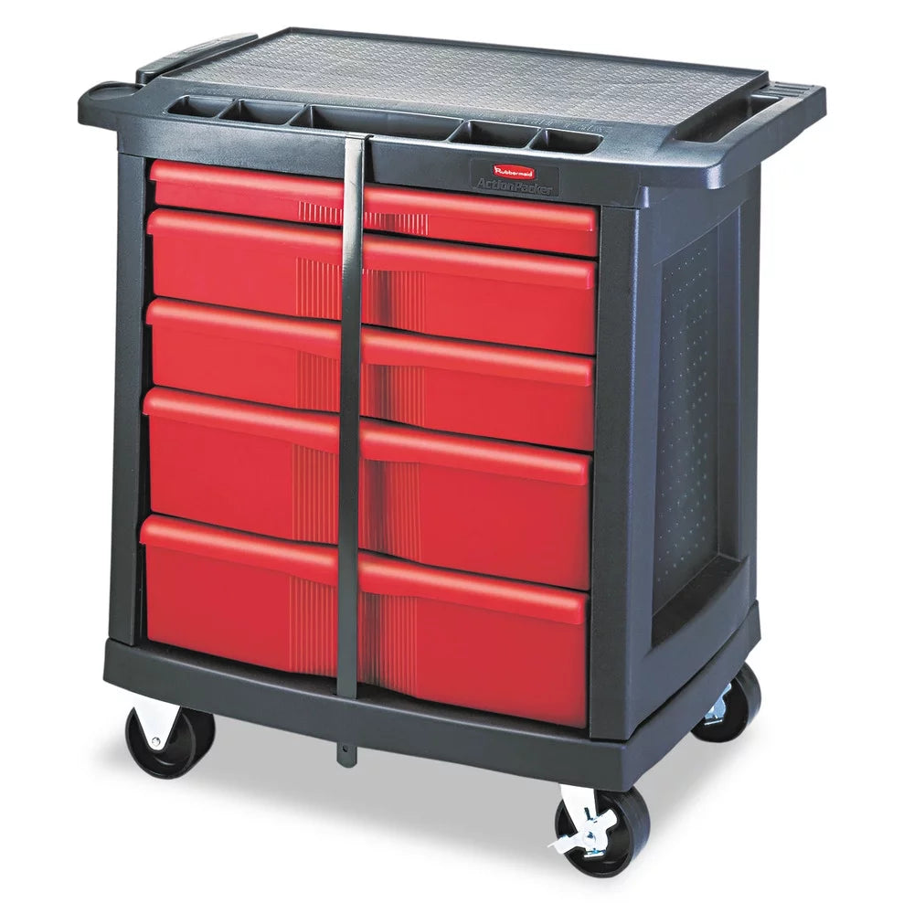 Black/Red Five-Drawer Mobile Work Center A2636